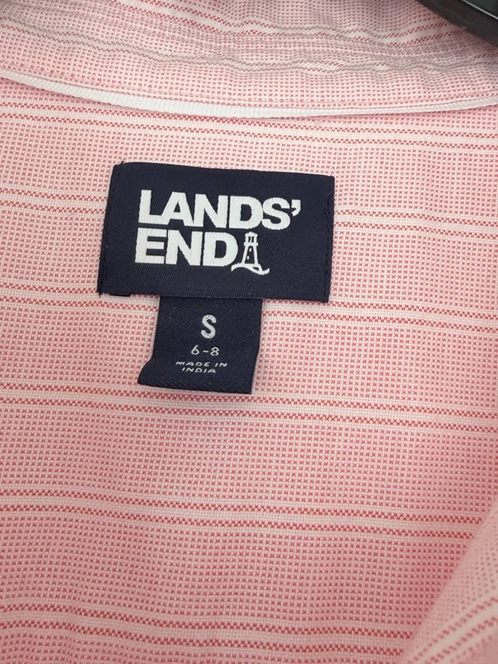 Lands' End Pink Striped Button-Up Shirt Dress - Picture 5 of 5
